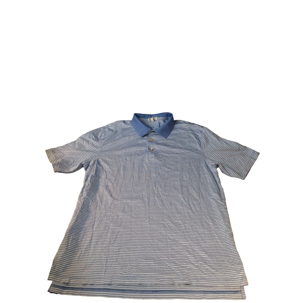 Peter Millar Crown Ease Golf Polo Men Sz L Striped Blue Casual Activewear Preppy